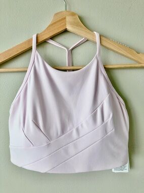 Lululemon Flow Y Wrap Front high neck bra Pale Pink sport bra